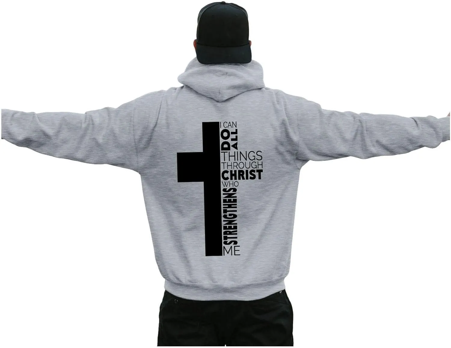 Christian Hoodies for Men Cross Graphic Long Sleeve Pullovers Hoodie Oversized Comfort Fleece Shirts with Pockets