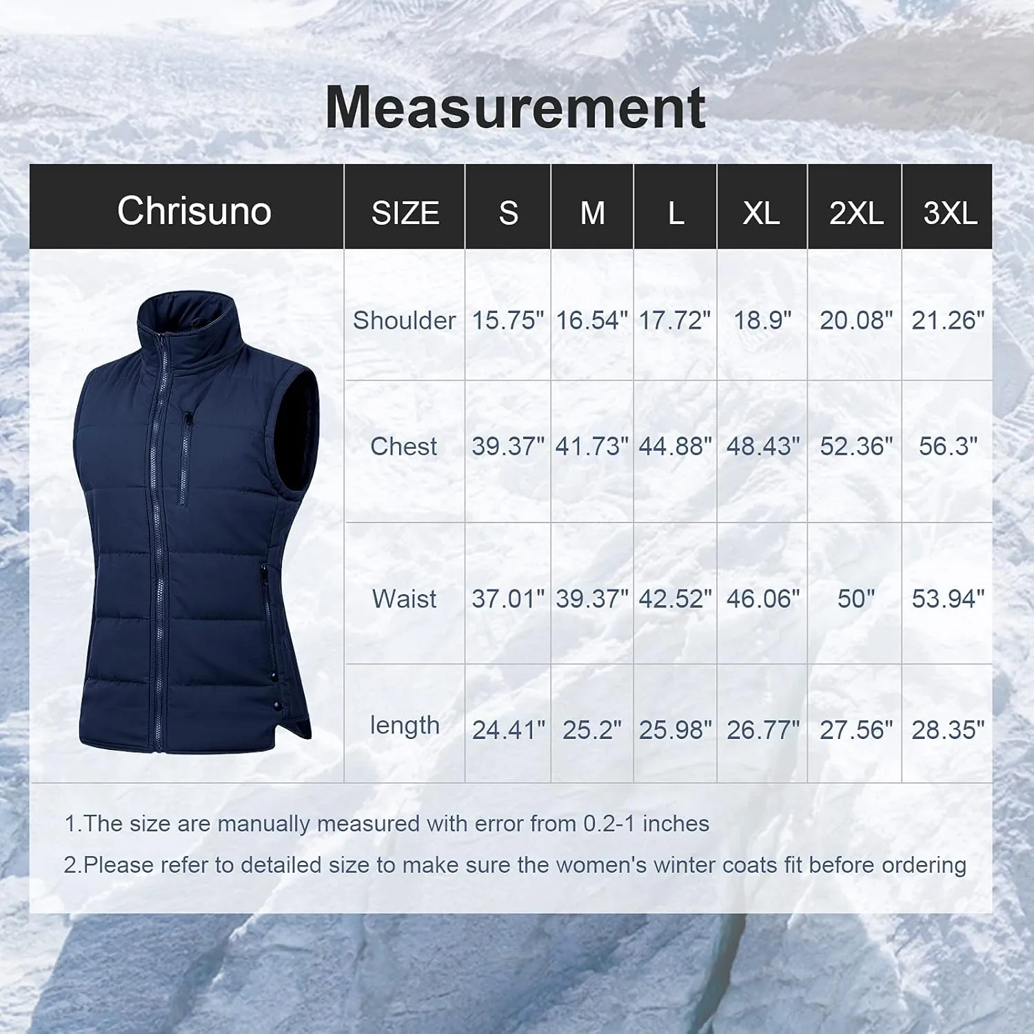 Chrisuno Women's Winter Vests Outerwear Lightweight Quilted Puffer Utility Vest