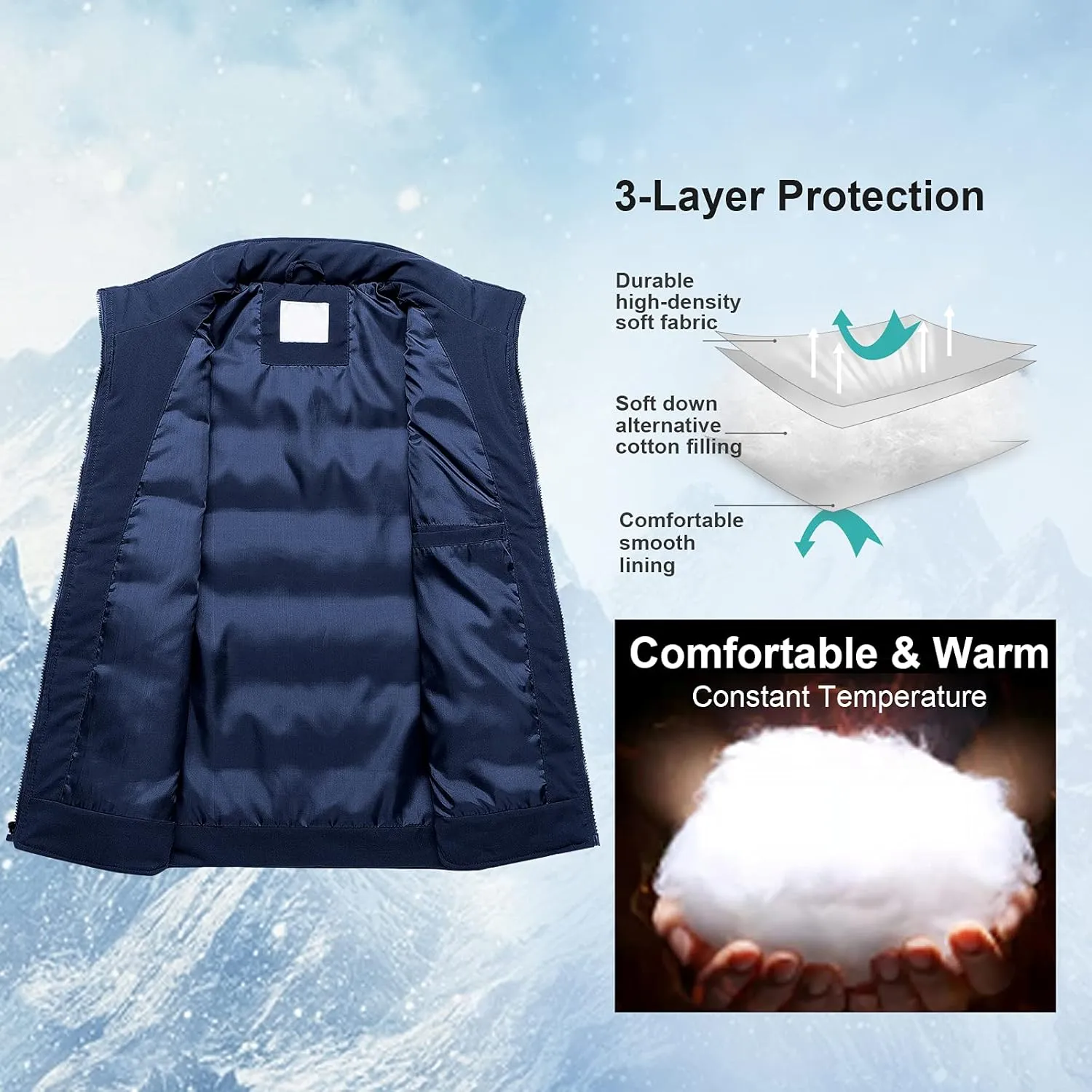 Chrisuno Women's Winter Vests Outerwear Lightweight Quilted Puffer Utility Vest