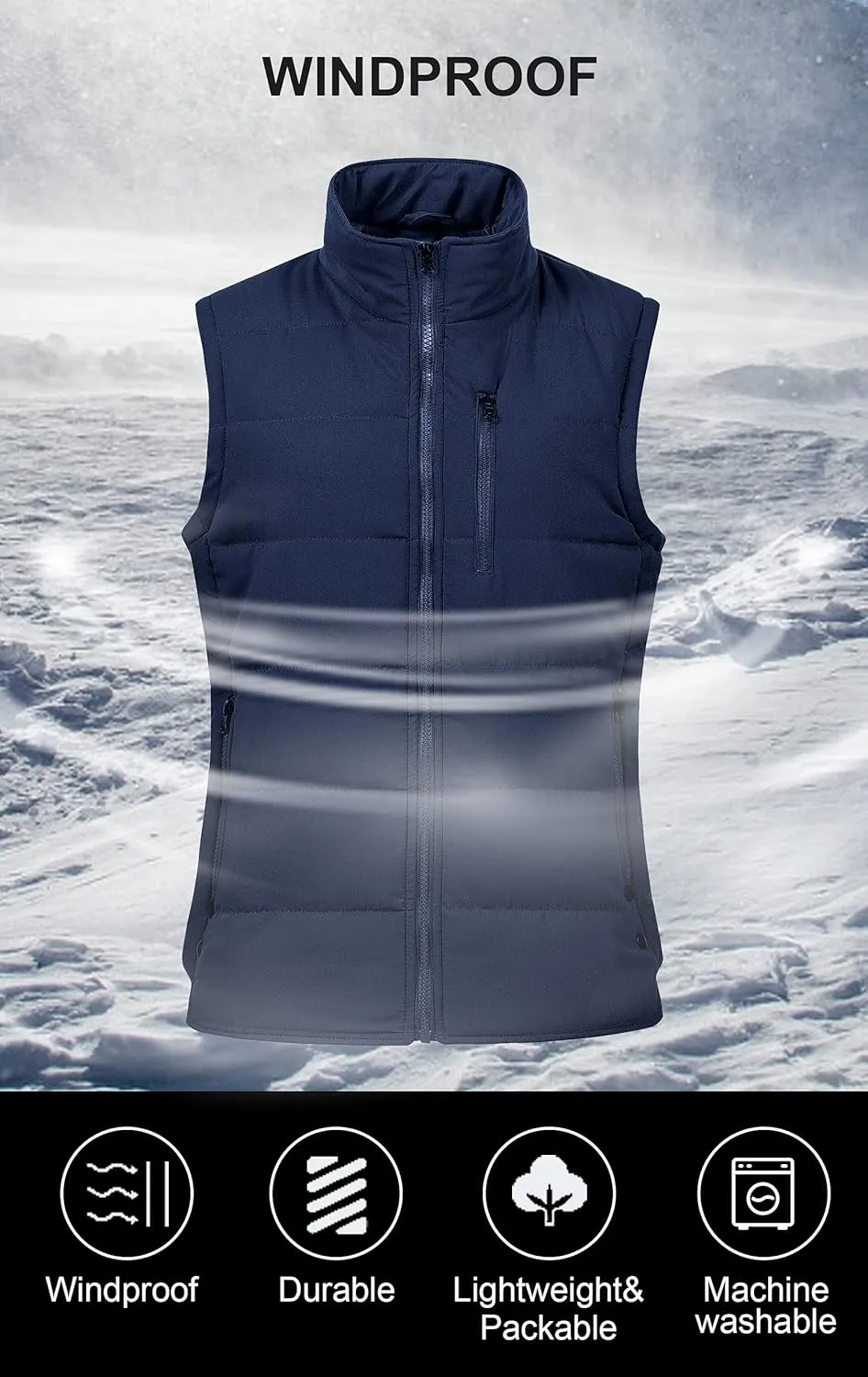 Chrisuno Women's Winter Vests Outerwear Lightweight Quilted Puffer Utility Vest