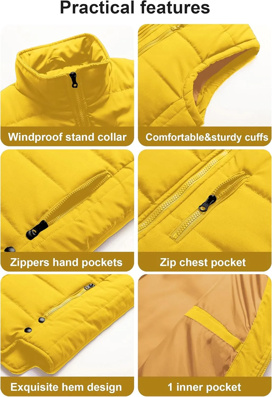 Chrisuno Women's Winter Vests Outerwear Lightweight Quilted Puffer Utility Vest