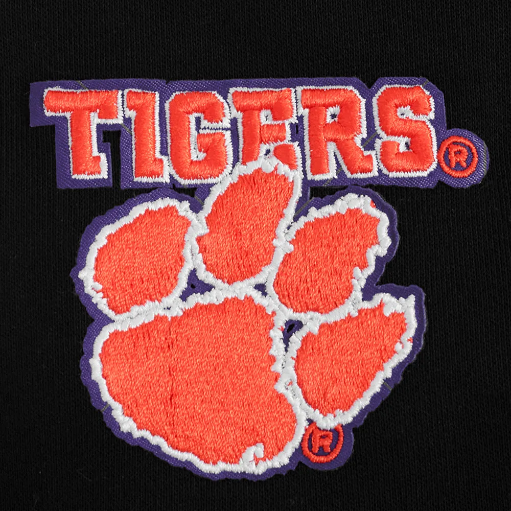 CLEMSON UNIVERSITY CLASSIC FLEECE CROPPED PULLOVER HOODIE (BLACK)