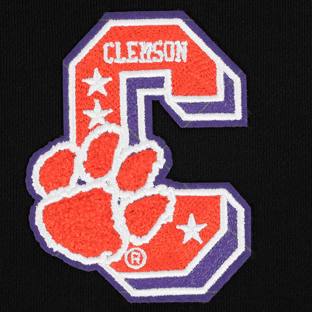 CLEMSON UNIVERSITY CLASSIC FLEECE CROPPED PULLOVER HOODIE (BLACK)