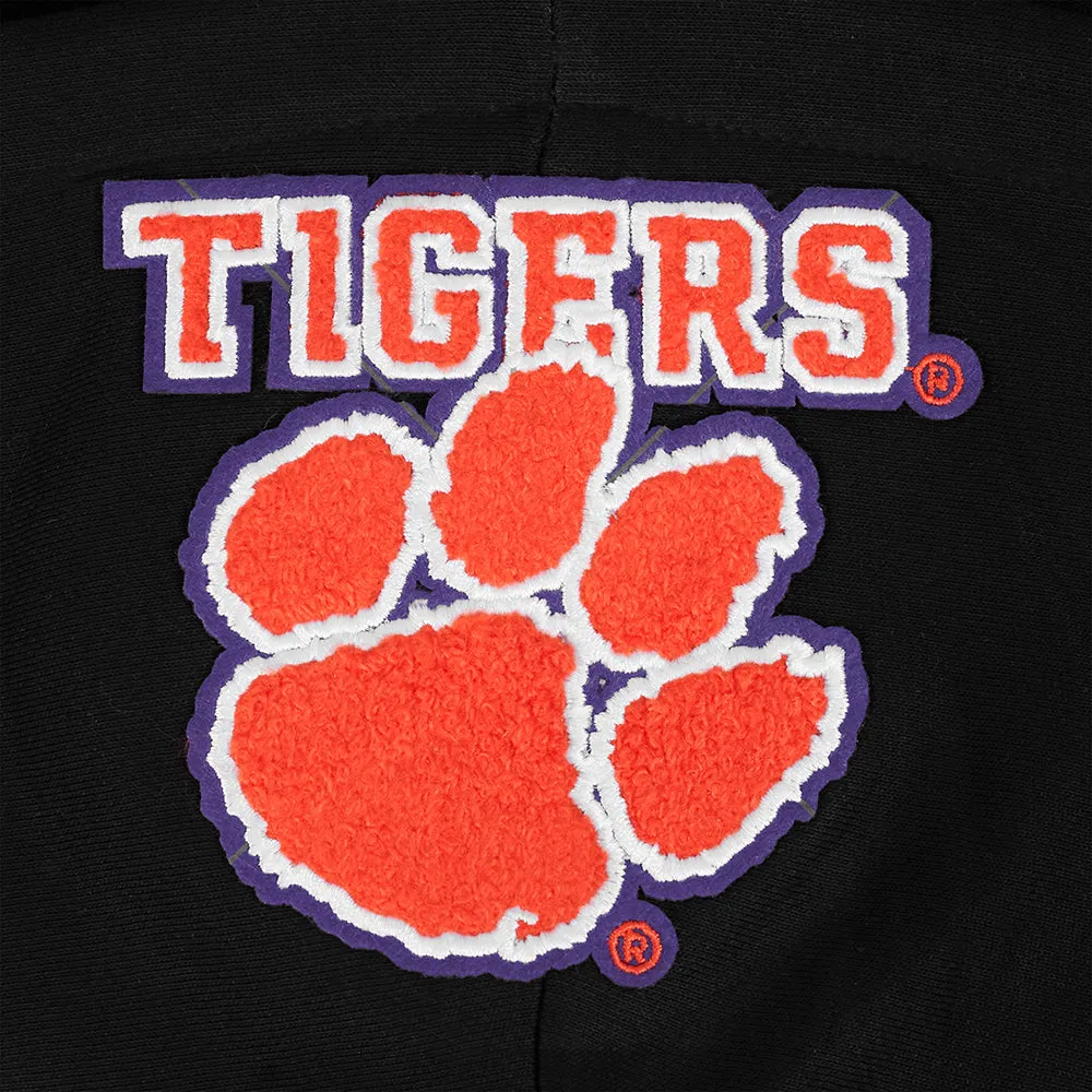 CLEMSON UNIVERSITY CLASSIC FLEECE CROPPED PULLOVER HOODIE (BLACK)