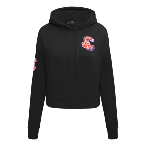 CLEMSON UNIVERSITY CLASSIC FLEECE CROPPED PULLOVER HOODIE (BLACK)
