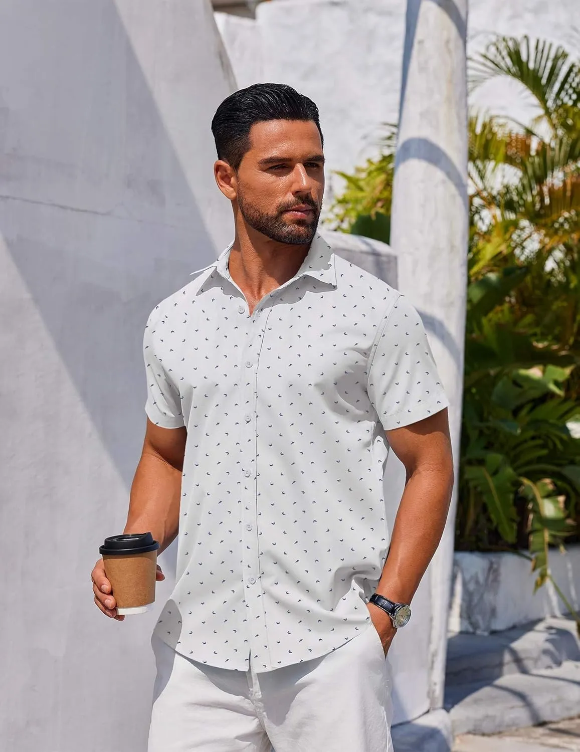 COOFANDY Men's Button Down Shirt Short Sleeve Casual Shirt for Men Summer Business Casual Dress Shirt