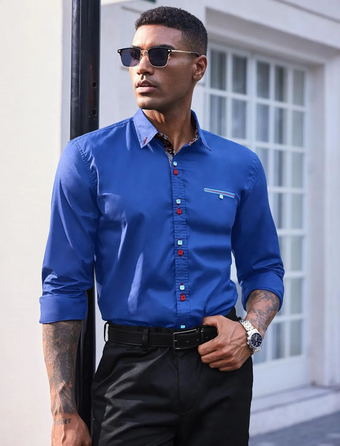 COOFANDY Mens Dress Shirt Long Sleeve Casual Button Down Paisley Shirts Party Wedding Dress Shirt