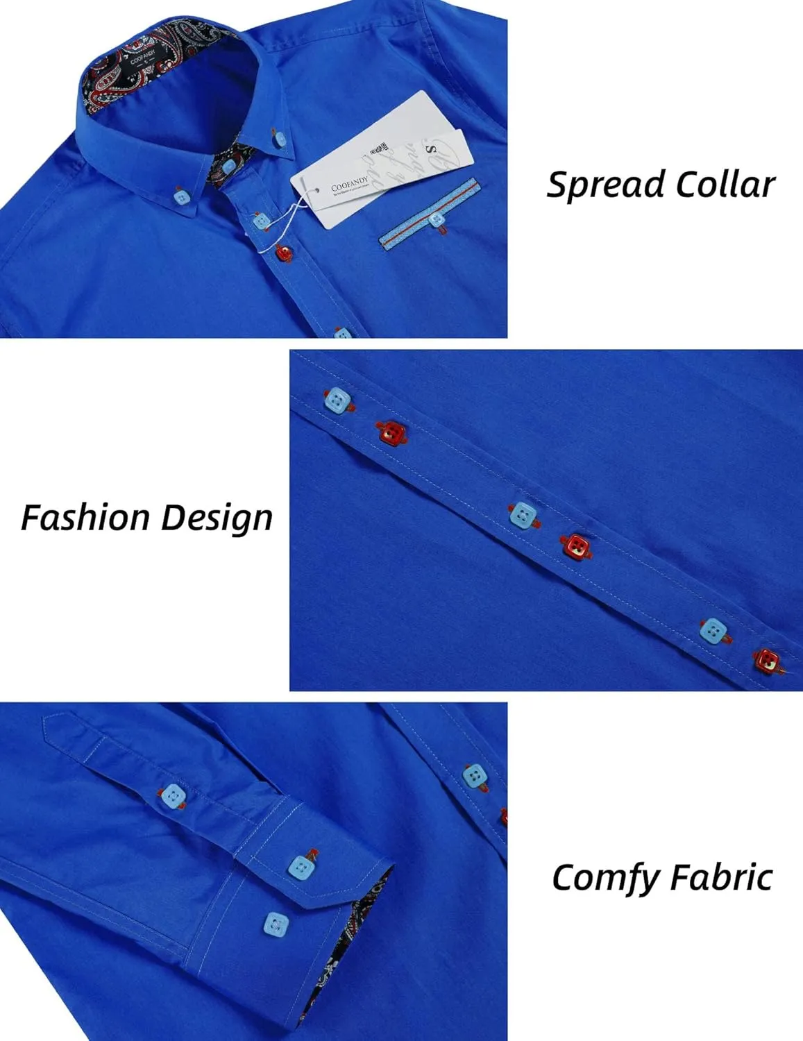 COOFANDY Mens Dress Shirt Long Sleeve Casual Button Down Paisley Shirts Party Wedding Dress Shirt