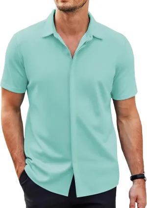 COOFANDY Mens Short Sleeve Wrinkle Free Shirt Casual Button Down Shirt Summer Dress Shirt