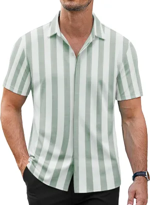 COOFANDY Mens Short Sleeve Wrinkle Free Shirt Casual Button Down Shirt Summer Dress Shirt