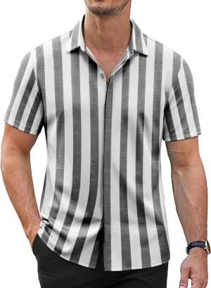 COOFANDY Mens Short Sleeve Wrinkle Free Shirt Casual Button Down Shirt Summer Dress Shirt