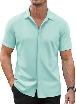 COOFANDY Mens Short Sleeve Wrinkle Free Shirt Casual Button Down Shirt Summer Dress Shirt