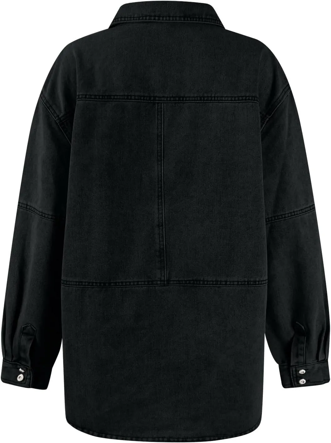 COTECRAM Womens Denim Tops Pullover Trendy Casual V Neck Loose Fit Long Sleeve oversized Jean Shirts Jacket with Pocket