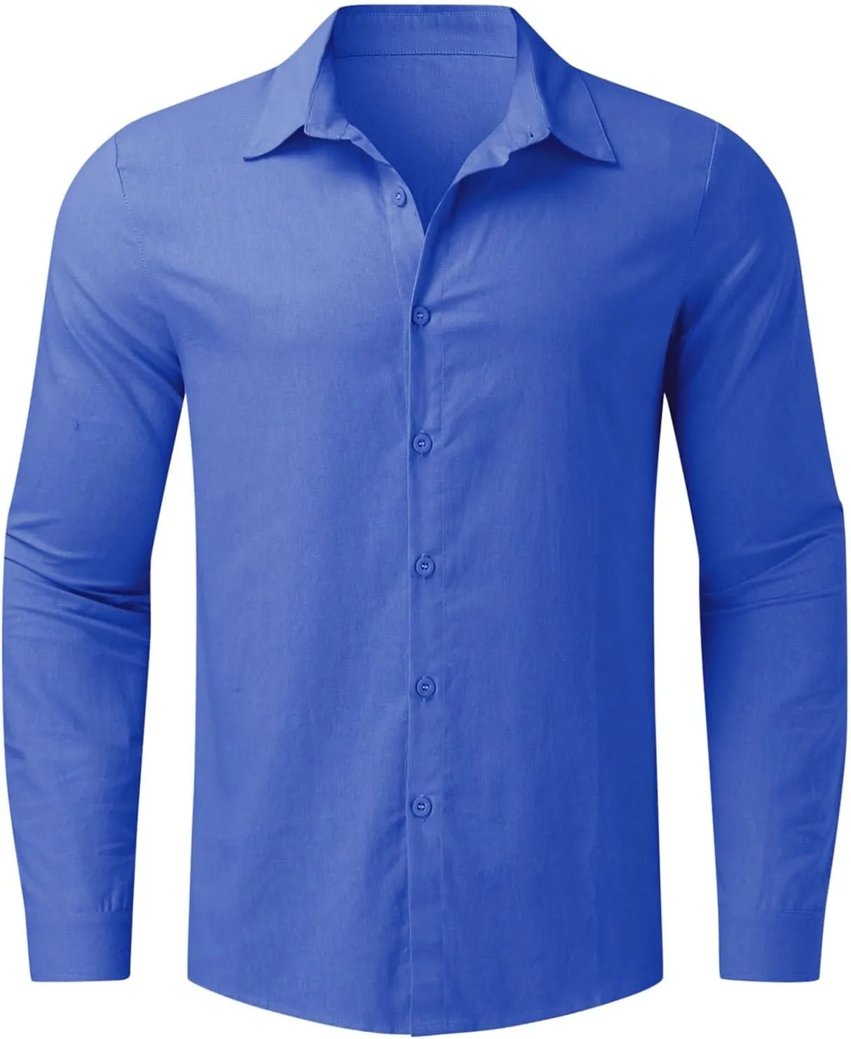 Cotton Linen Long Sleeve Button Down Shirts for Men Casual Solid Lapel Quick Dry Regular Fit Lightweight Breathable Tops