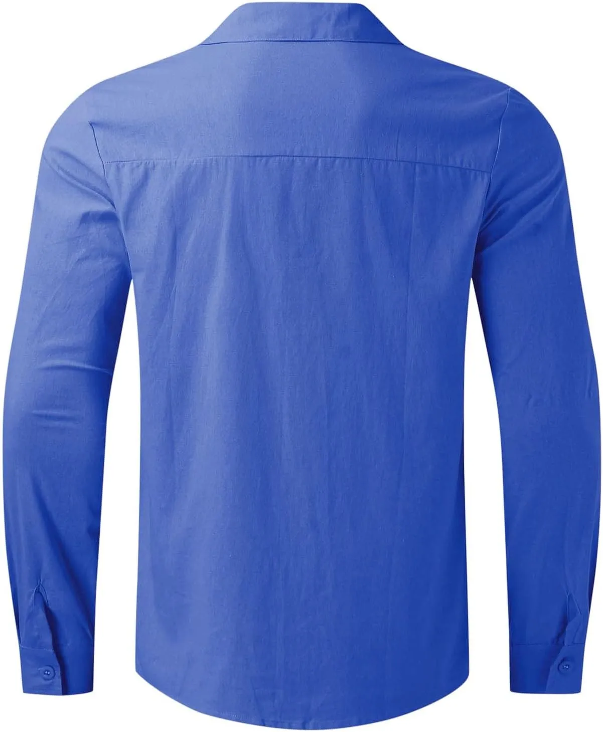 Cotton Linen Long Sleeve Button Down Shirts for Men Casual Solid Lapel Quick Dry Regular Fit Lightweight Breathable Tops