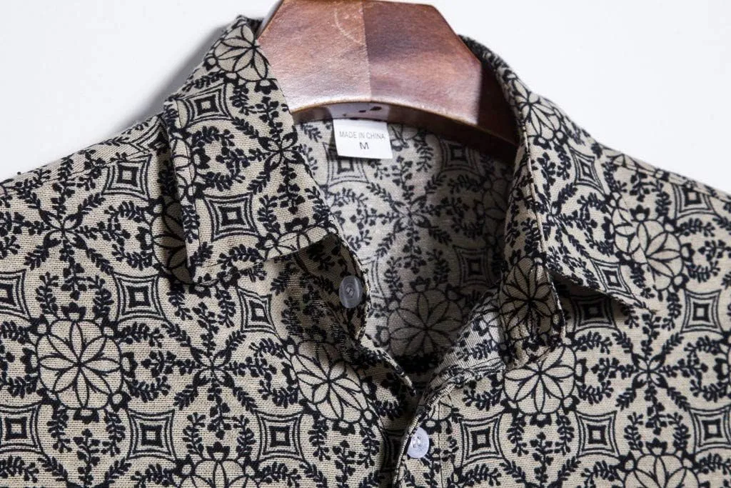 Cotton T-Shirt Shirt Sleeve Casual Blouse Printed Short Mens Men's Blouse Fit Shirt
