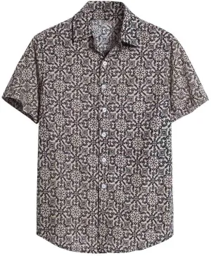 Cotton T-Shirt Shirt Sleeve Casual Blouse Printed Short Mens Men's Blouse Fit Shirt