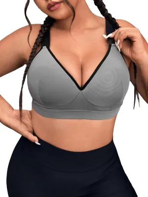 COZYEASE Women's Plus Size Sports Bra High Impact Gym Padded Sports Bra for Women