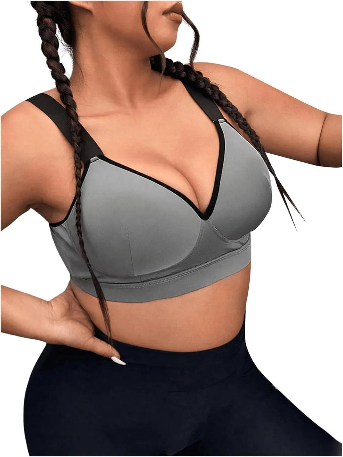 COZYEASE Women's Plus Size Sports Bra High Impact Gym Padded Sports Bra for Women