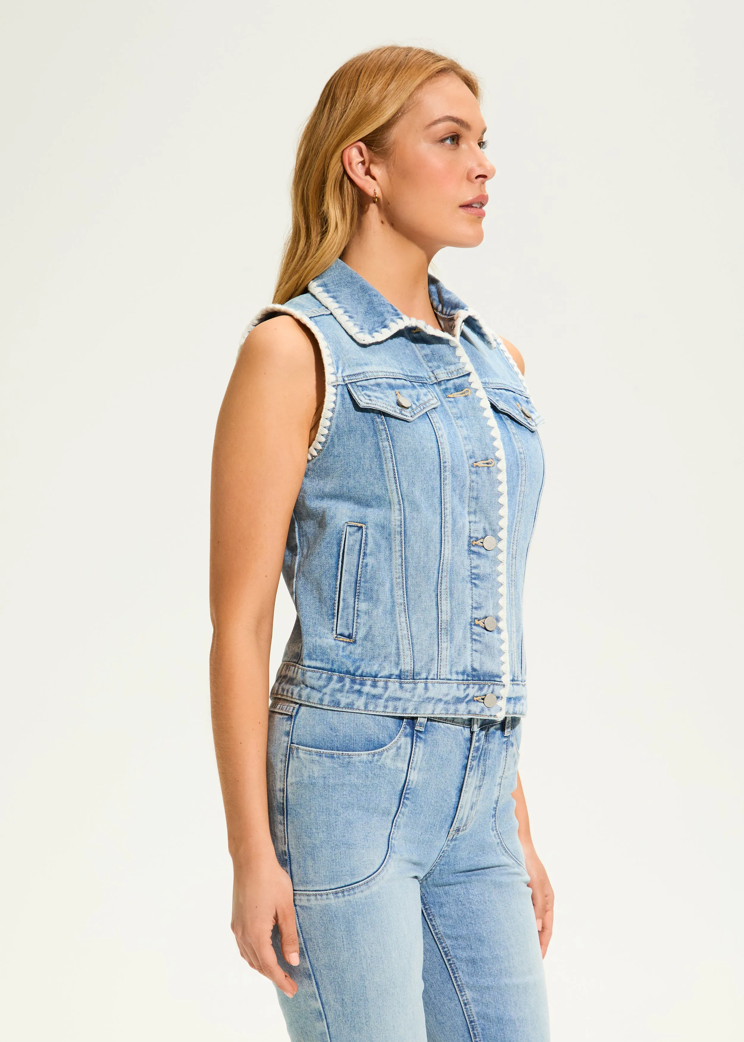 Crochet Stitch Vest, Pale Wash