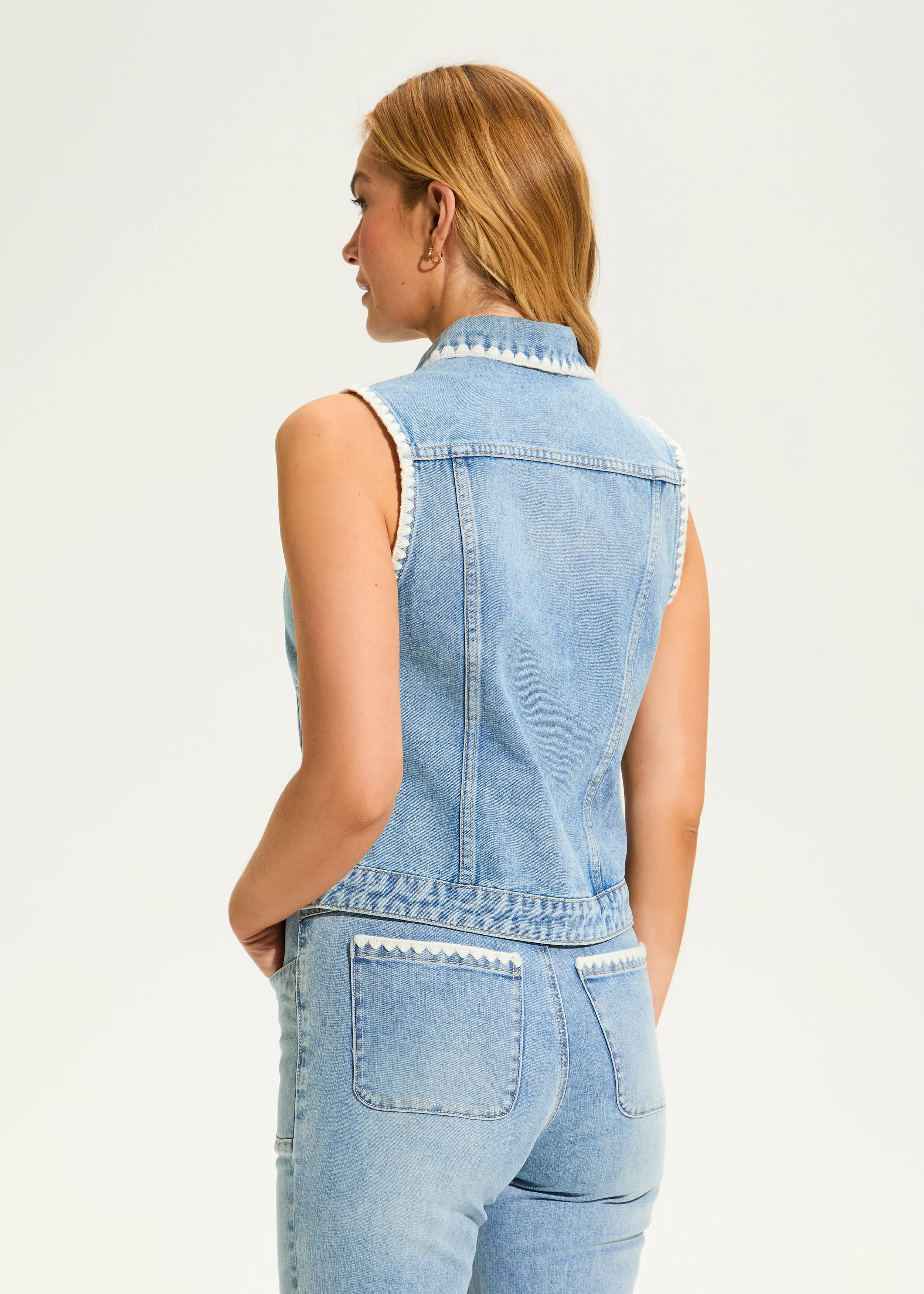 Crochet Stitch Vest, Pale Wash