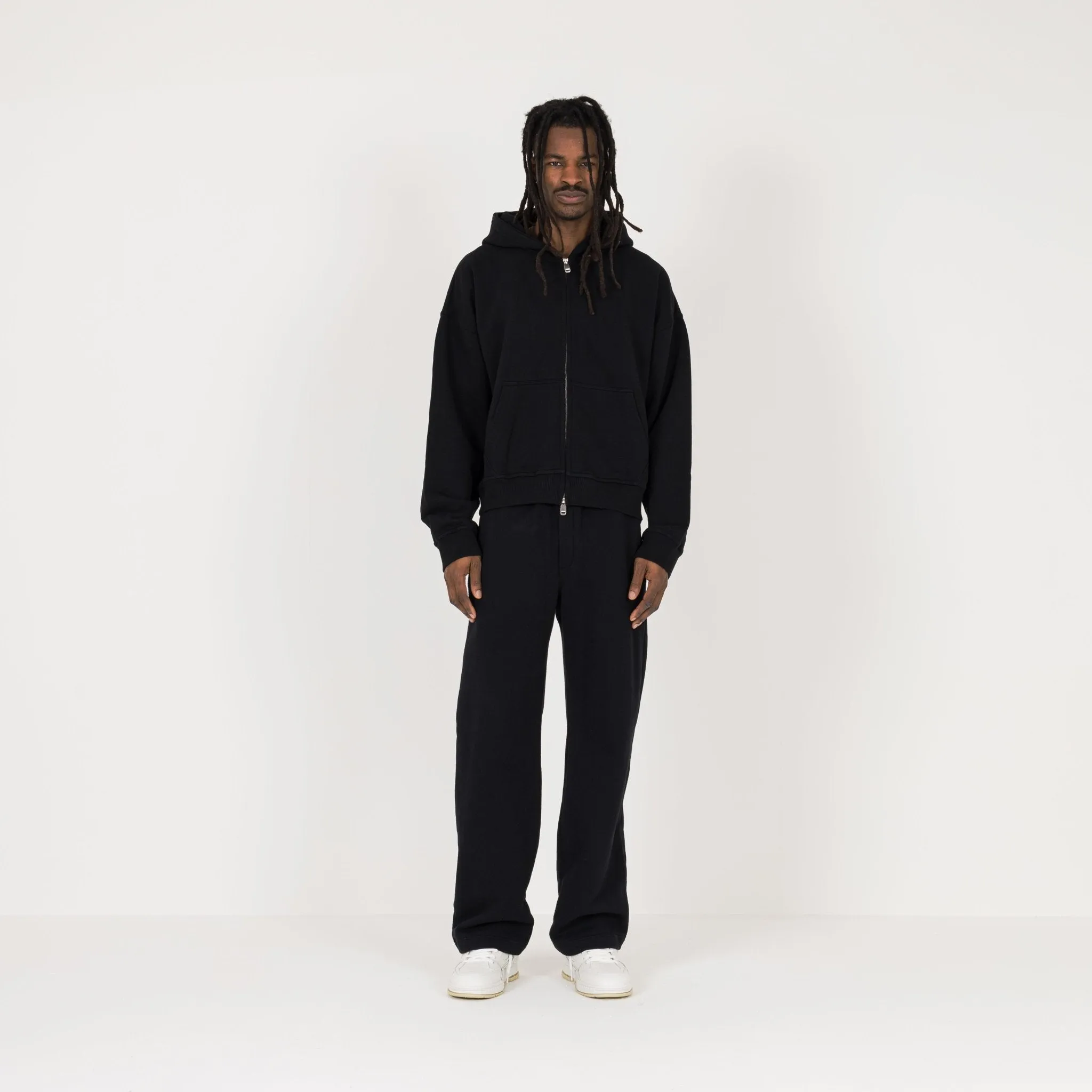 Cropped Zip Hoodie - Black