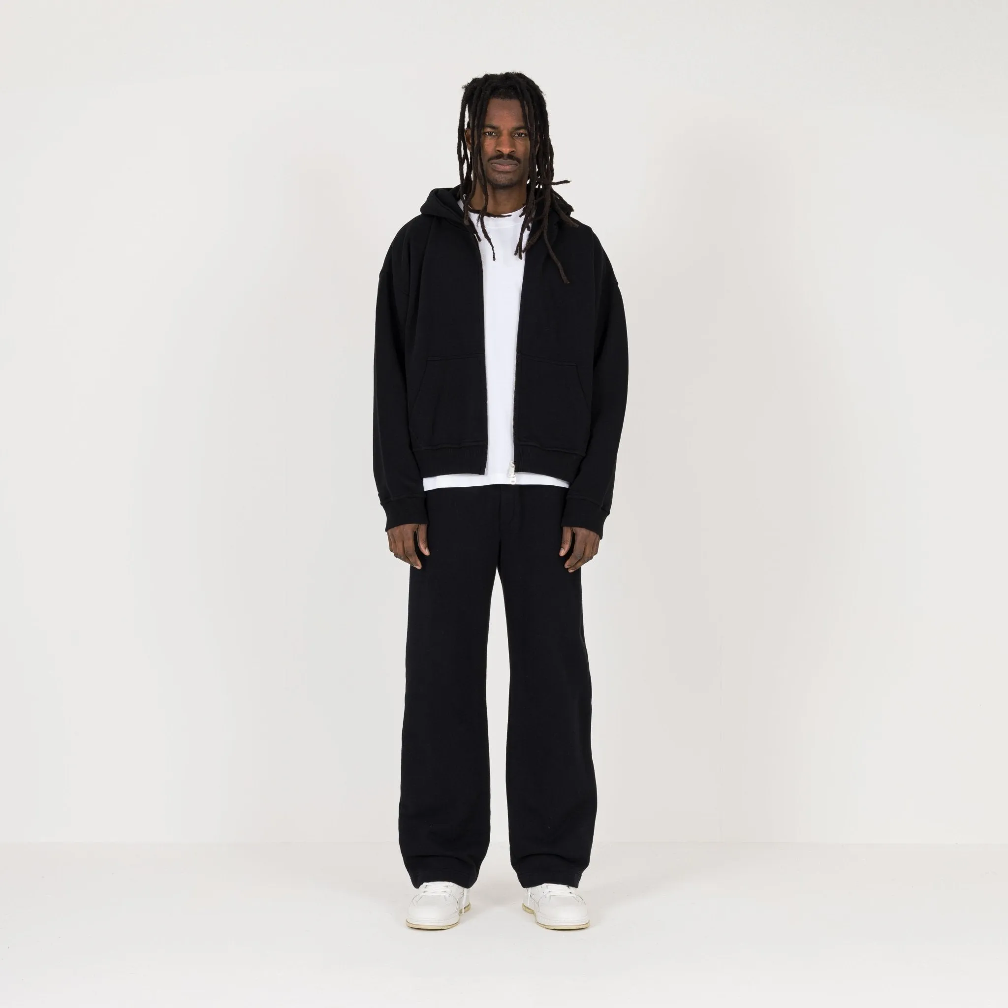 Cropped Zip Hoodie - Black