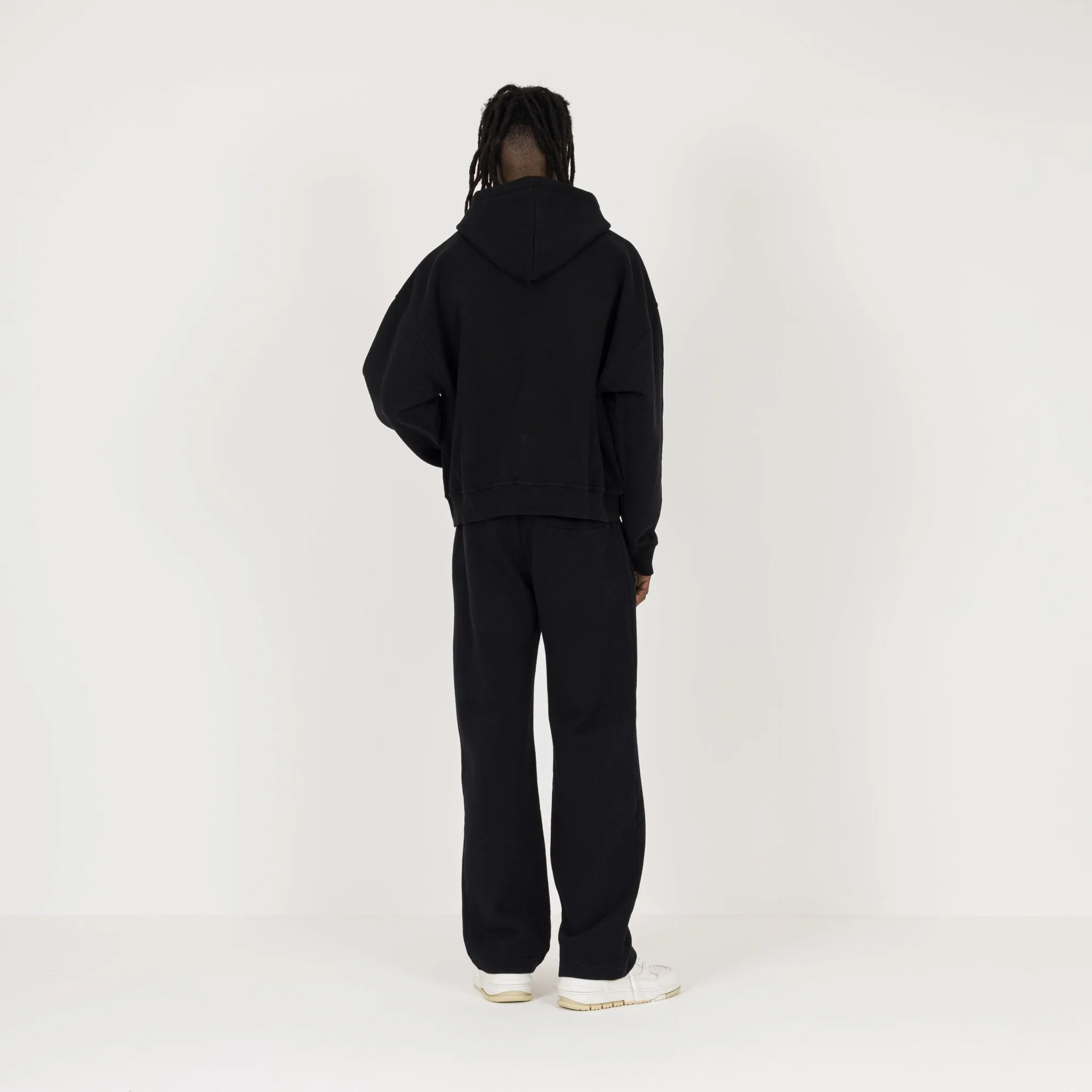 Cropped Zip Hoodie - Black