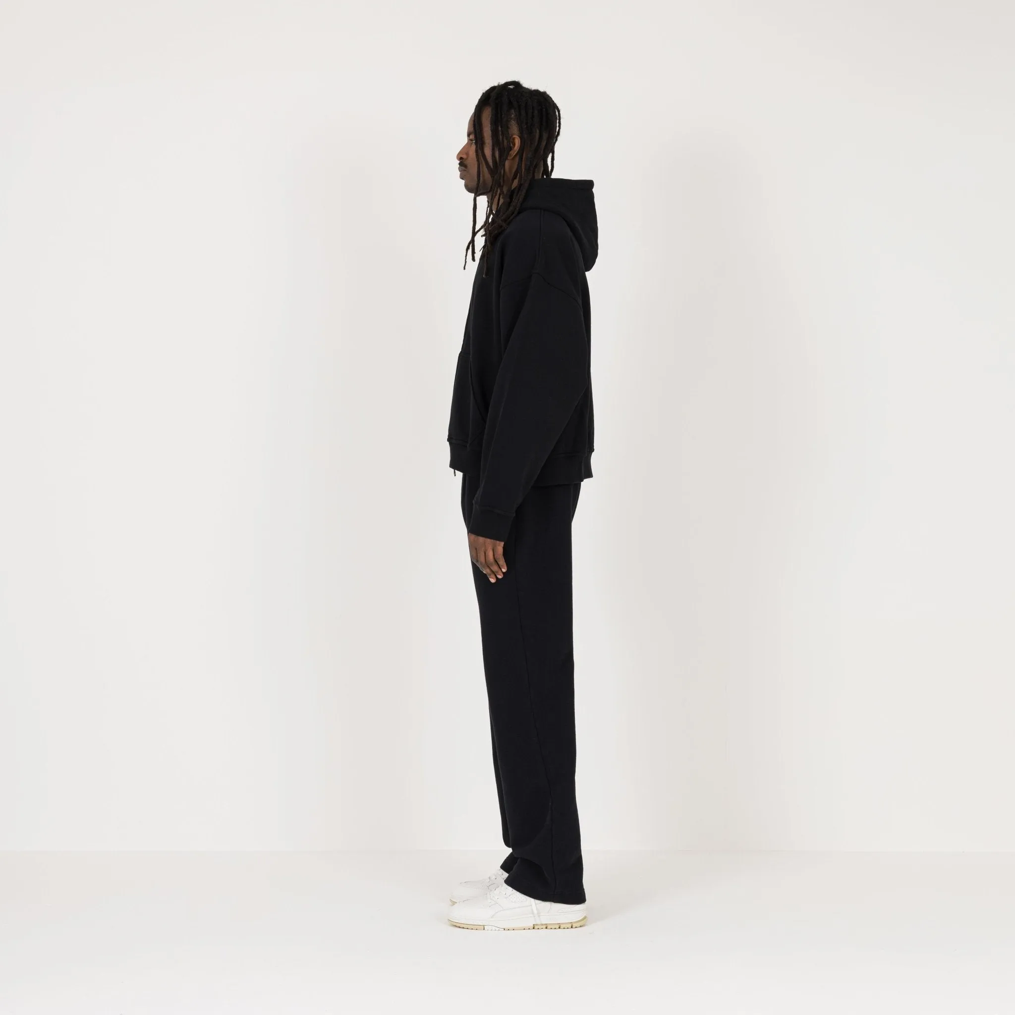 Cropped Zip Hoodie - Black