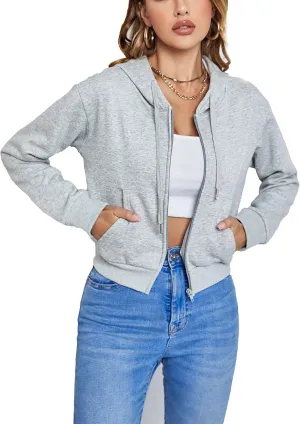 Cropped Zip Up Hoodie Women White Black Grey Cotton Fleece Zipper Short Crop Sweatshirt Jacket Sweater Oversized
