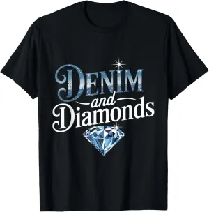 Denim And Diamonds Stylish Denim Jeans for Men Women T-Shirt
