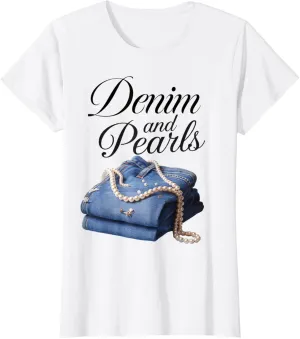 Denim and Pearls for Ladies 2025 Denim With Pearls Jeans T-Shirt