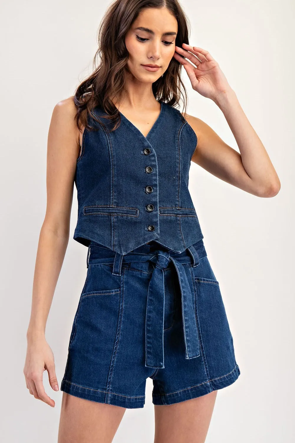 Denim Button Down Vest