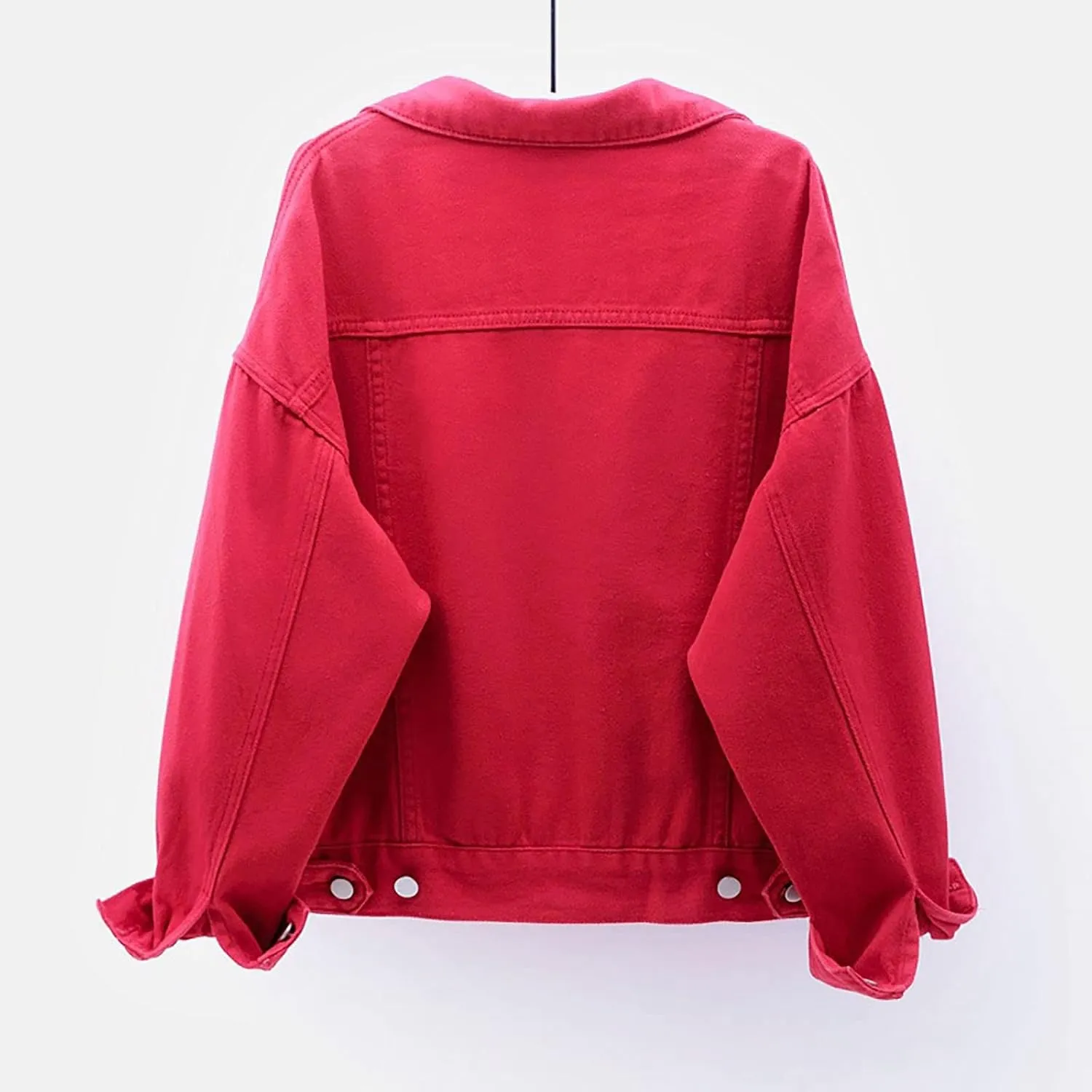 Denim Jacket for Women 2024 Fall Casual Long Sleeve Jean Jackets Basic Lapel Button Down Cropped Coats Pockets