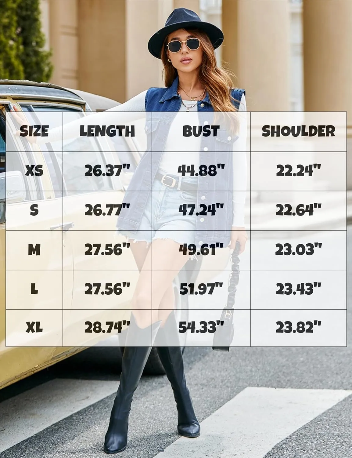 Denim Jean Vest for Women Oversized Sleeveless Mid Long Button Down Denim Waistcoat