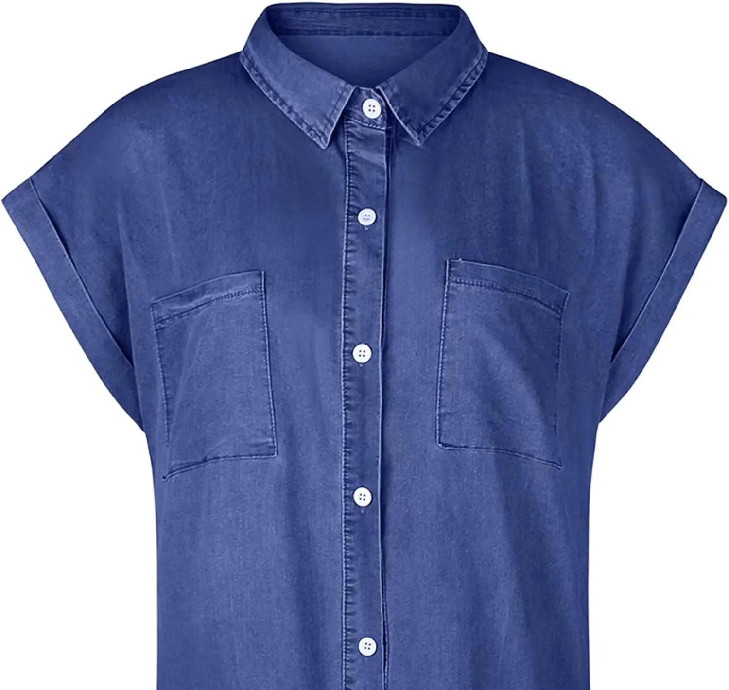 Denim Shirt Dress Women Summer Trendy Denim Dress with Pockets Denim Button Down Jean Shirt Dresses Tshirt Mini Dress