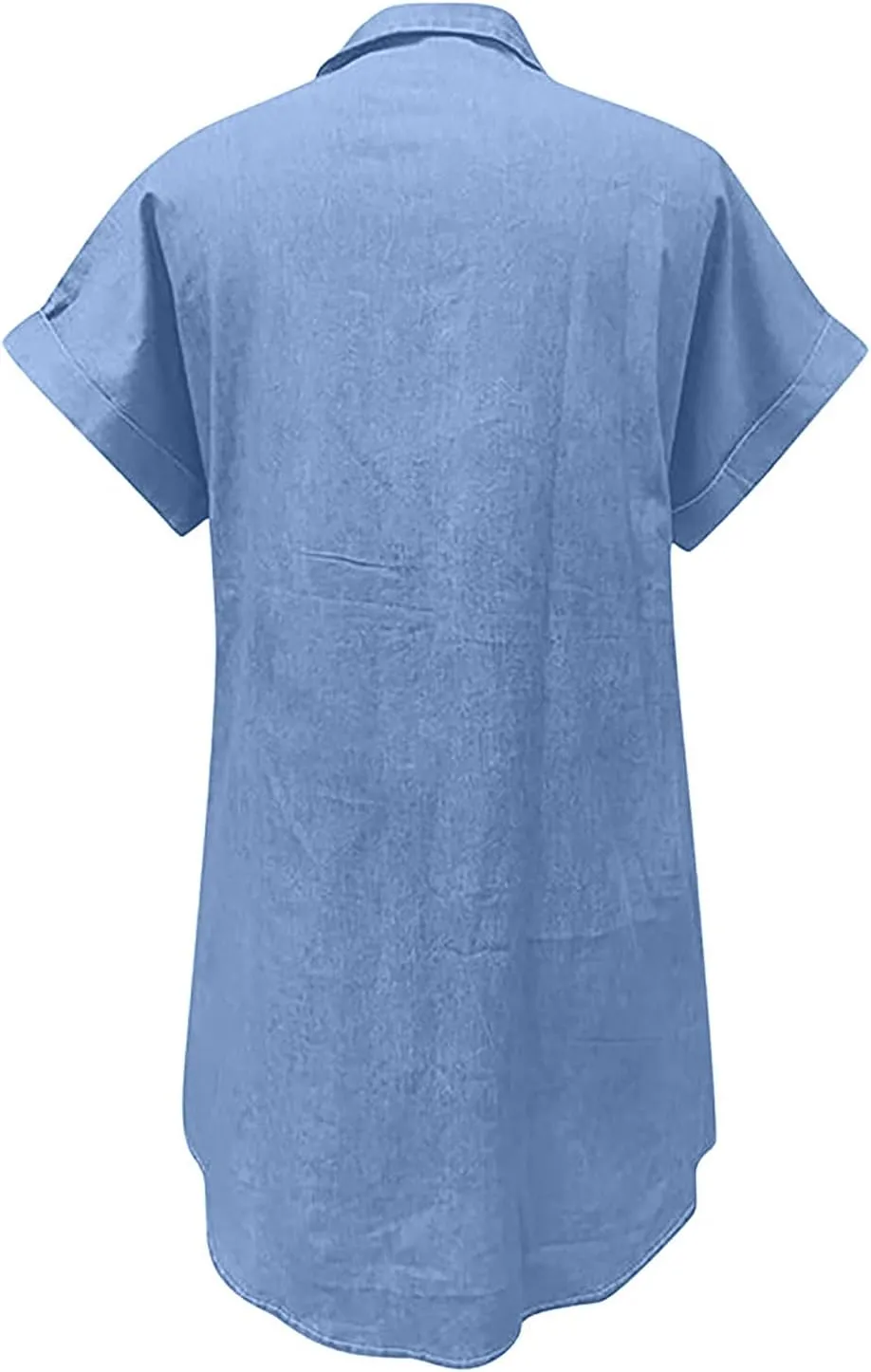 Denim Shirt Dress Women Summer Trendy Denim Dress with Pockets Denim Button Down Jean Shirt Dresses Tshirt Mini Dress