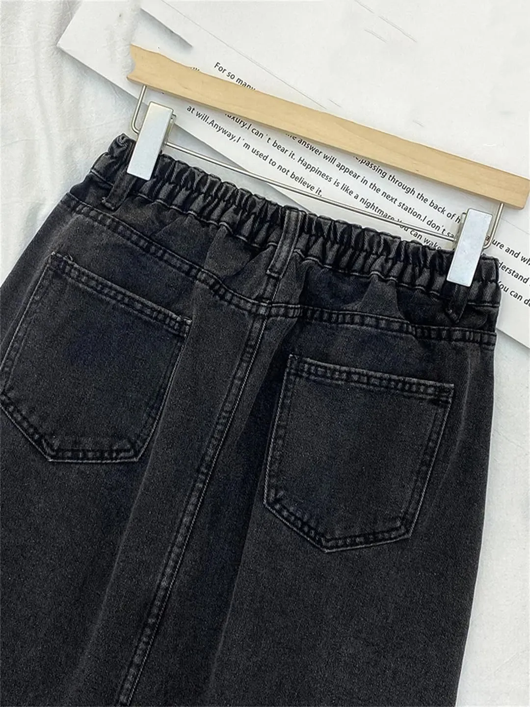 Denim Skirt Women Korean High Waisted Embroidered A-Line Midlength Skirt Summer Denim Skirt