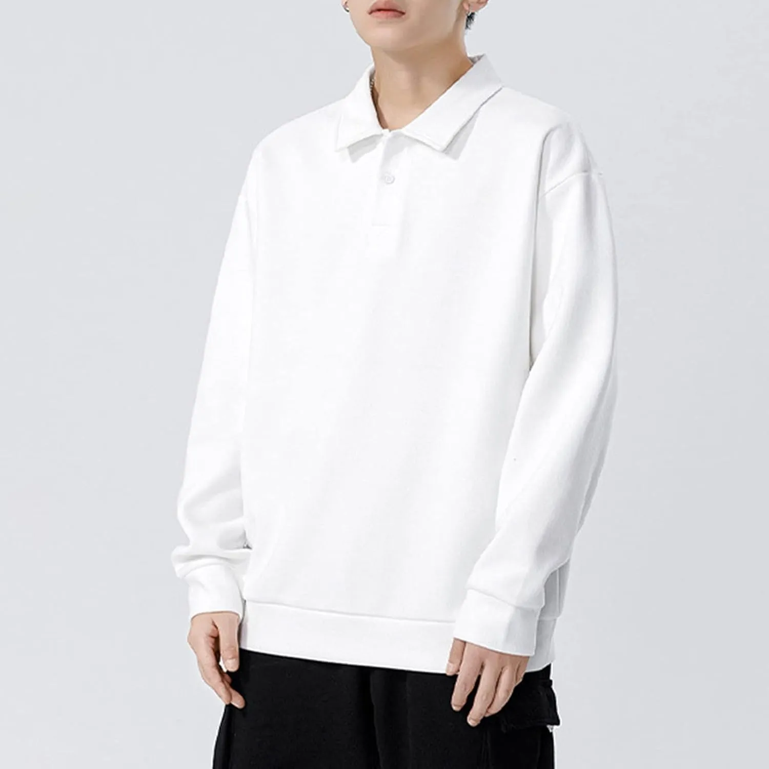 DGHM-JLMY Men's Casual Long Sleeve Polo Shirt Lapel Shirt Casual Slim Fit Tee Polo Shirt Quick Dry Performance