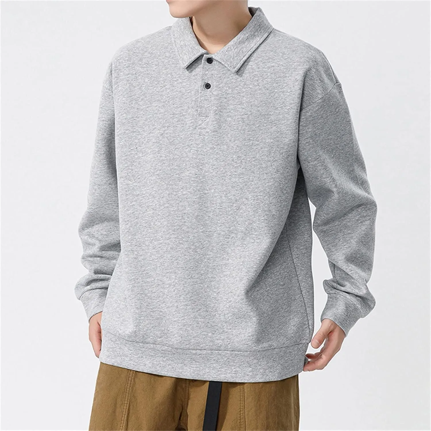 DGHM-JLMY Men's Casual Long Sleeve Polo Shirt Lapel Shirt Casual Slim Fit Tee Polo Shirt Quick Dry Performance