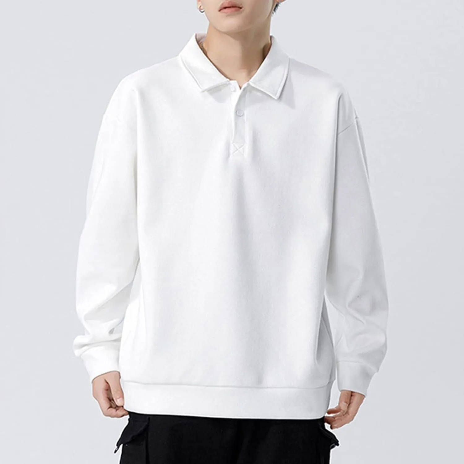 DGHM-JLMY Men's Casual Long Sleeve Polo Shirt Lapel Shirt Casual Slim Fit Tee Polo Shirt Quick Dry Performance