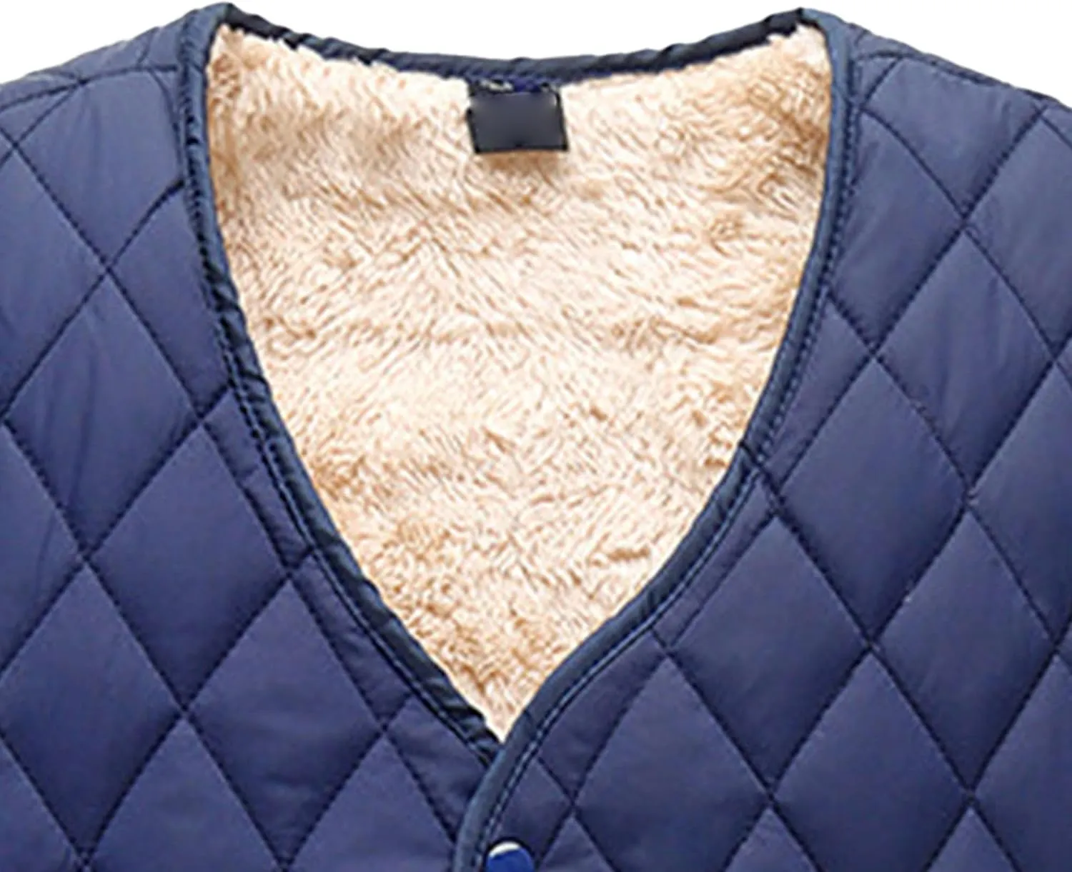 DGHM-JLMY Men's V-Neck Plush Thick Warm Down Vest Winter Sherpa Outdoor Travel Vest Fleece Lined Sleeveless Puffer Jackets