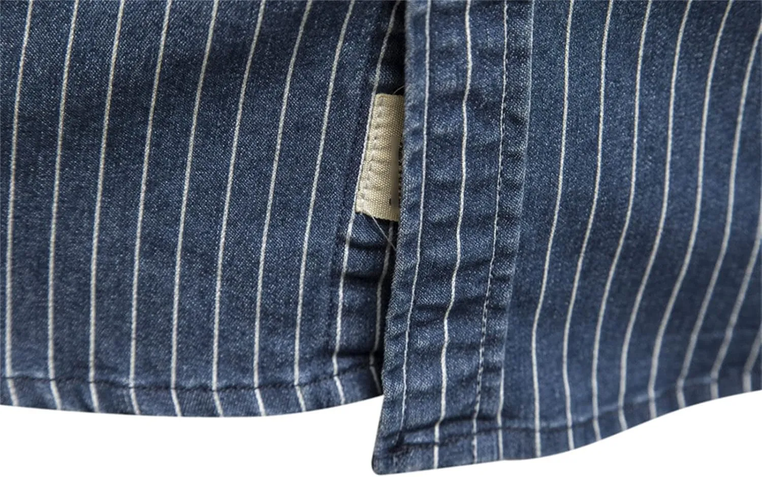 DGHM-JLMY Men's Washed Old Striped Denim Shirts Regular-Fit Long-Sleeve Denim Shirt Casual Denim Button Down Shirt