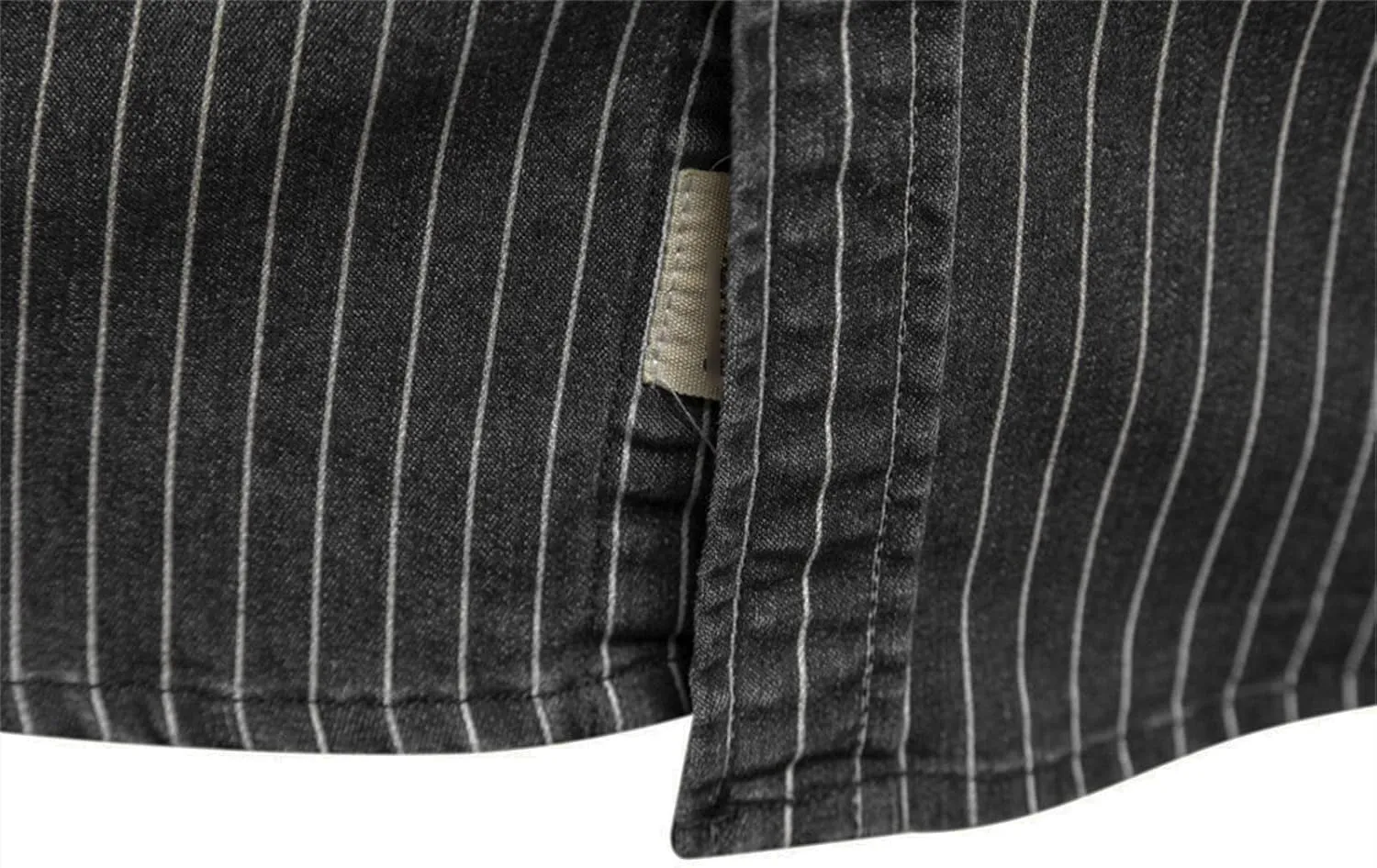 DGHM-JLMY Men's Washed Old Striped Denim Shirts Regular-Fit Long-Sleeve Denim Shirt Casual Denim Button Down Shirt