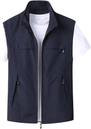Dgoopd Lightweight Vest for Men Sleeveless Travel Hiking Casual Vest with Zipper Pockets