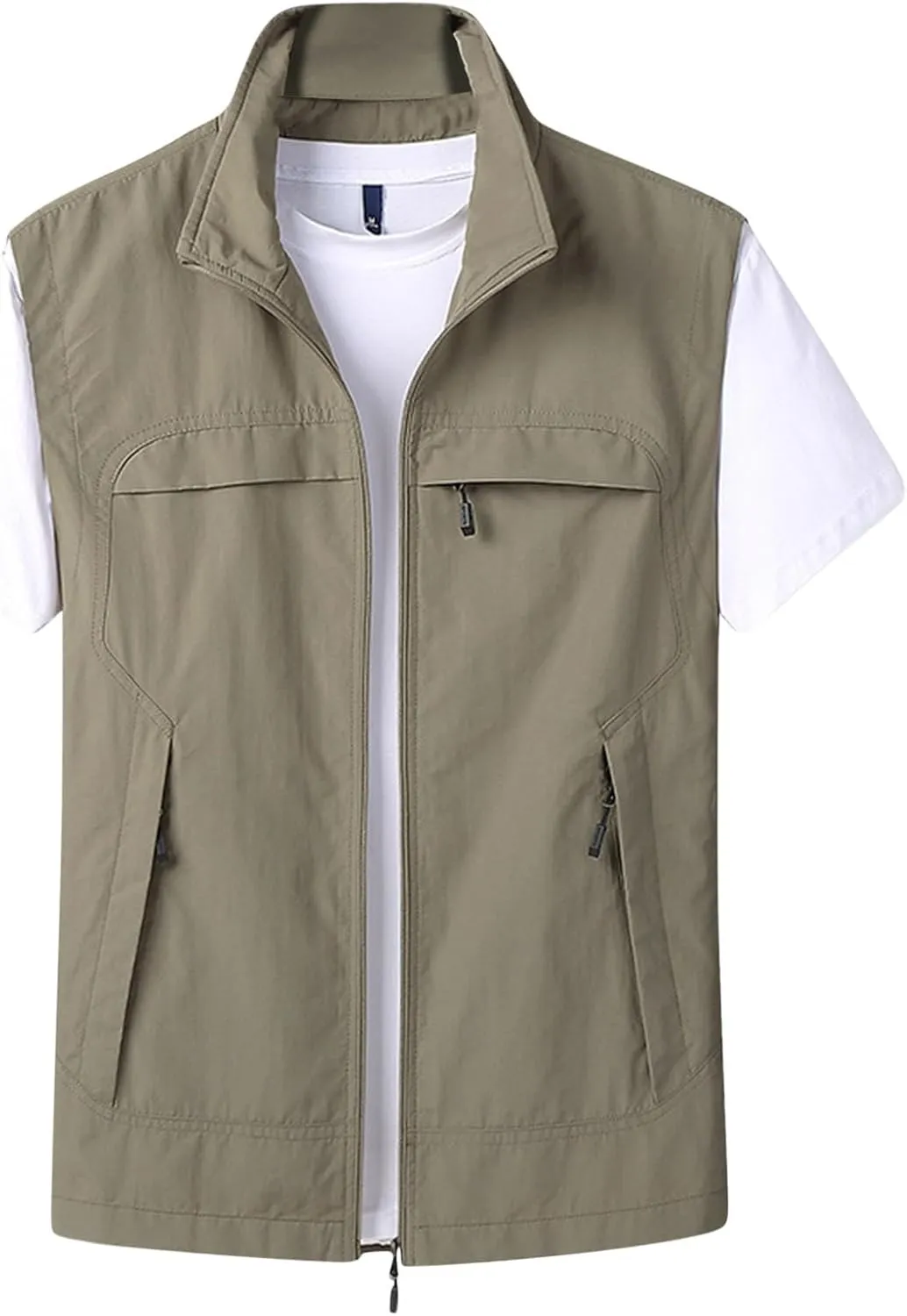 Dgoopd Lightweight Vest for Men Sleeveless Travel Hiking Casual Vest with Zipper Pockets