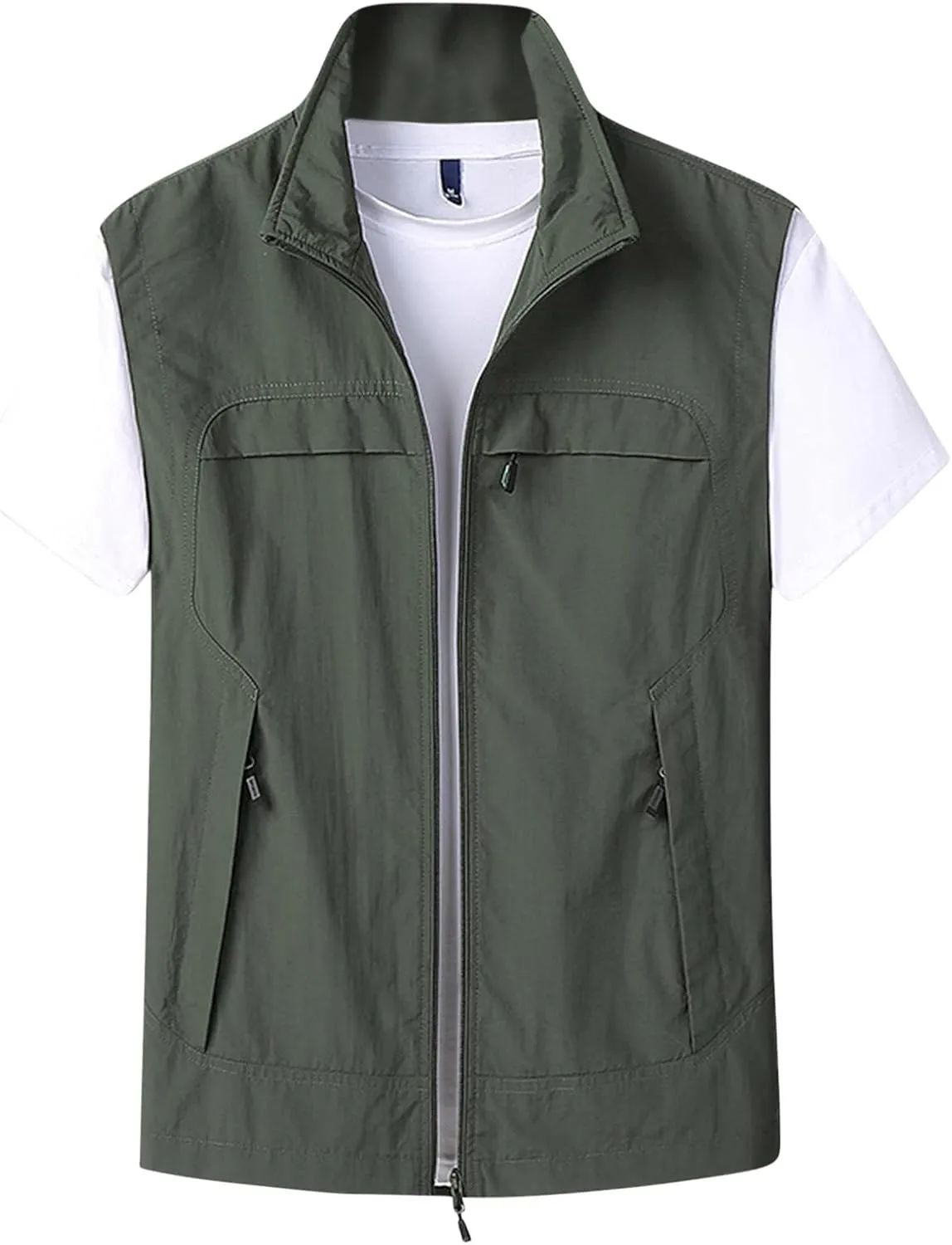 Dgoopd Lightweight Vest for Men Sleeveless Travel Hiking Casual Vest with Zipper Pockets