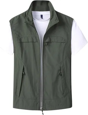 Dgoopd Lightweight Vest for Men Sleeveless Travel Hiking Casual Vest with Zipper Pockets