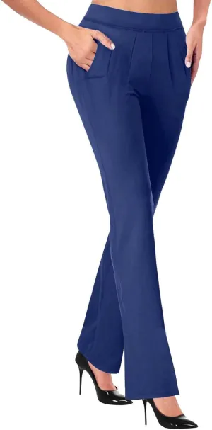 Dress Pants Women Business Casual Work Pants High Waisted Flare Formal Pants Dressy Office Trousers Pants with Pockets