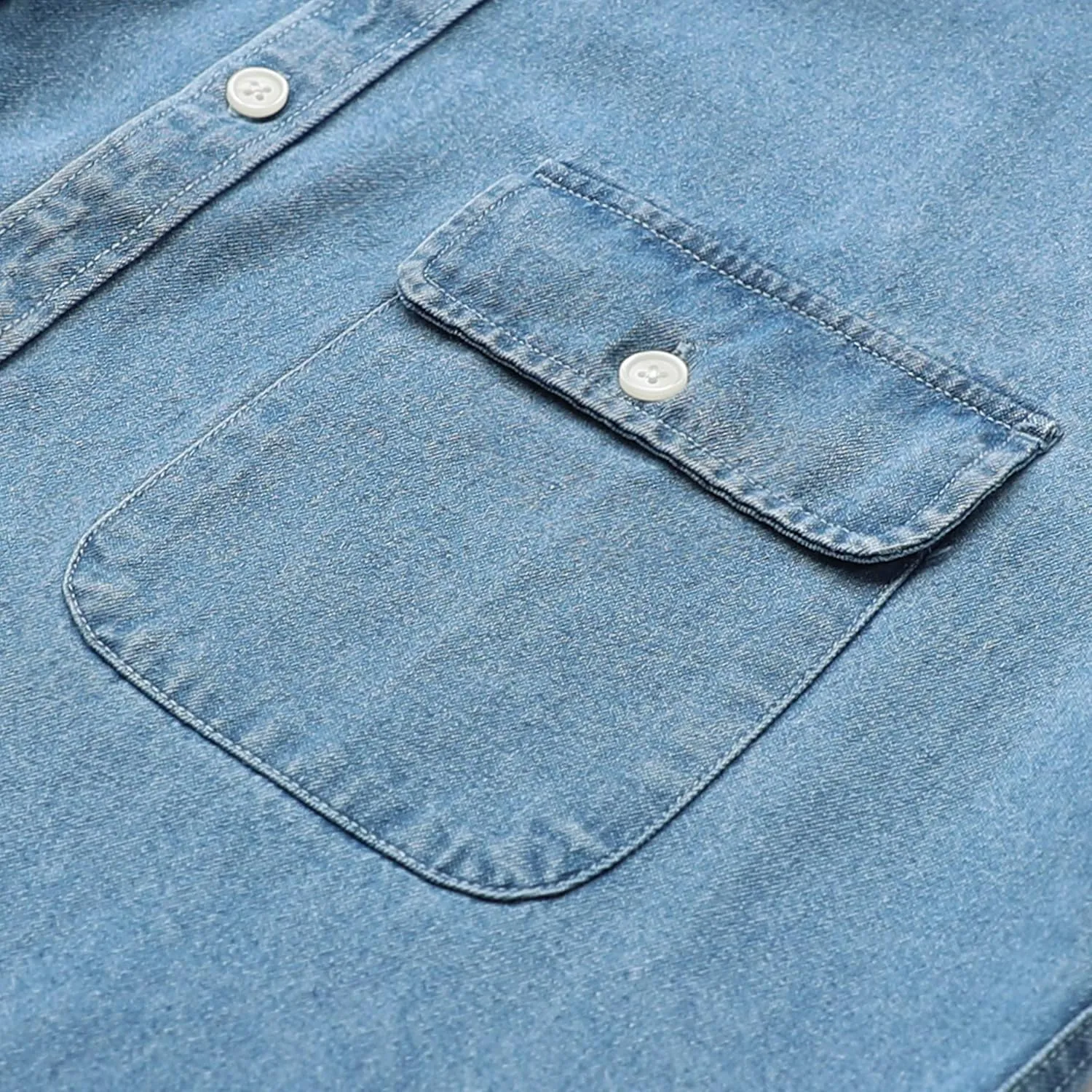 Dubinik Denim Shirt Men Mens Denim Shirts Long Sleeve Mens Denim Button Down Shirt Cotton Regular Fit Casual Work Shirts